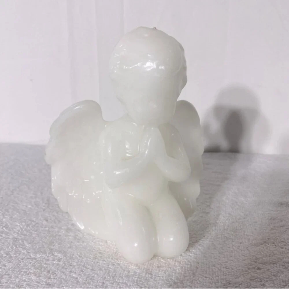 Vintage White Praying Angel Candle